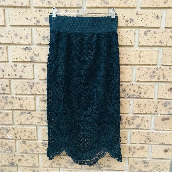 NOW Size 8 Tiered Layered Black Lace Skirt Casual Dressy - Picture 4 of 7